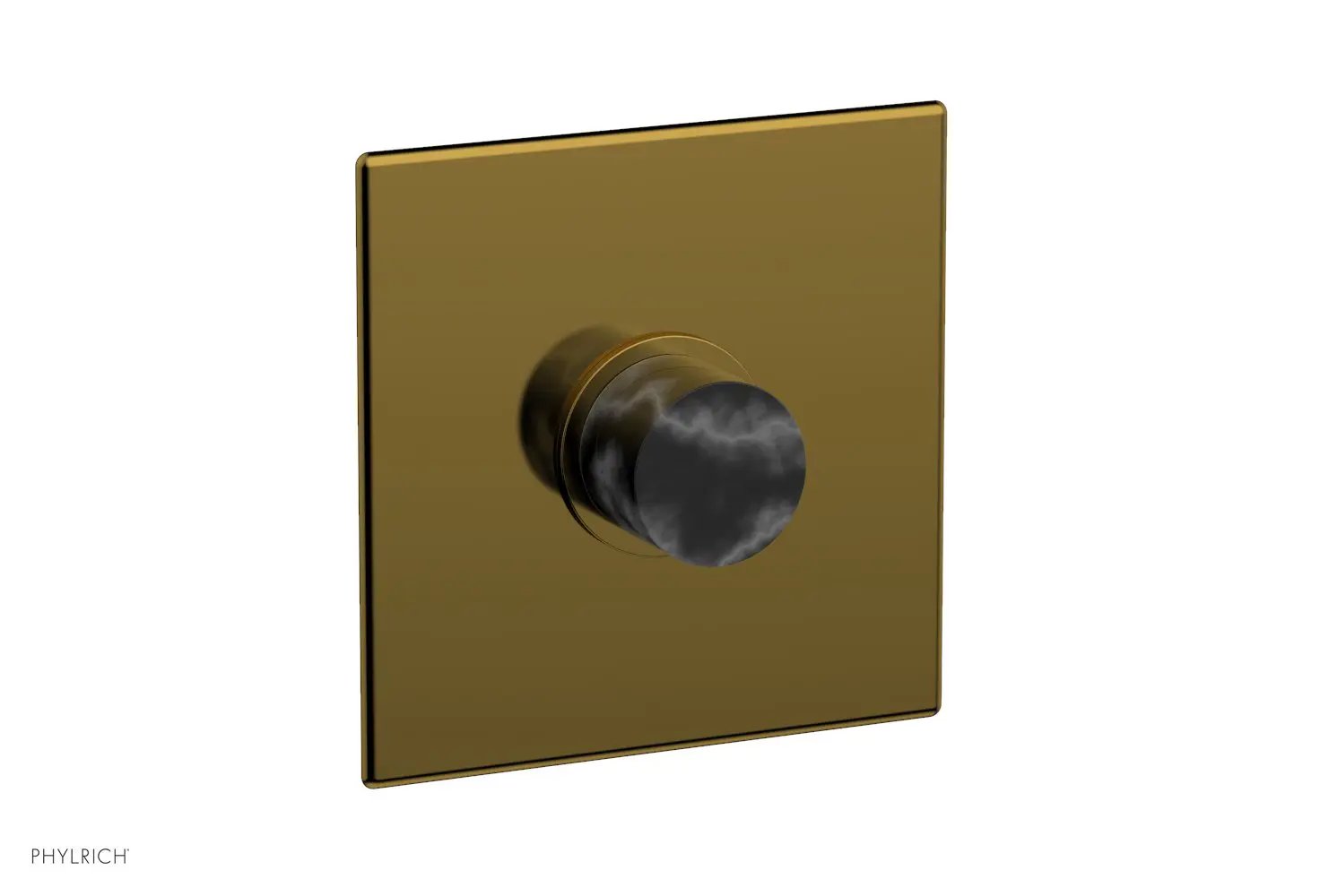 Phylrich BASIC II Pressure Balance Square Shower Plate & Black Marble Handle Trim by Phylrich