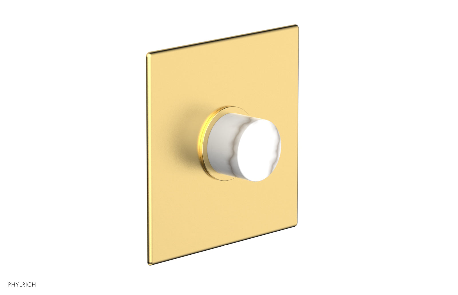 Phylrich BASIC II Pressure Balance Square Shower Plate & White Marble Handle Trim