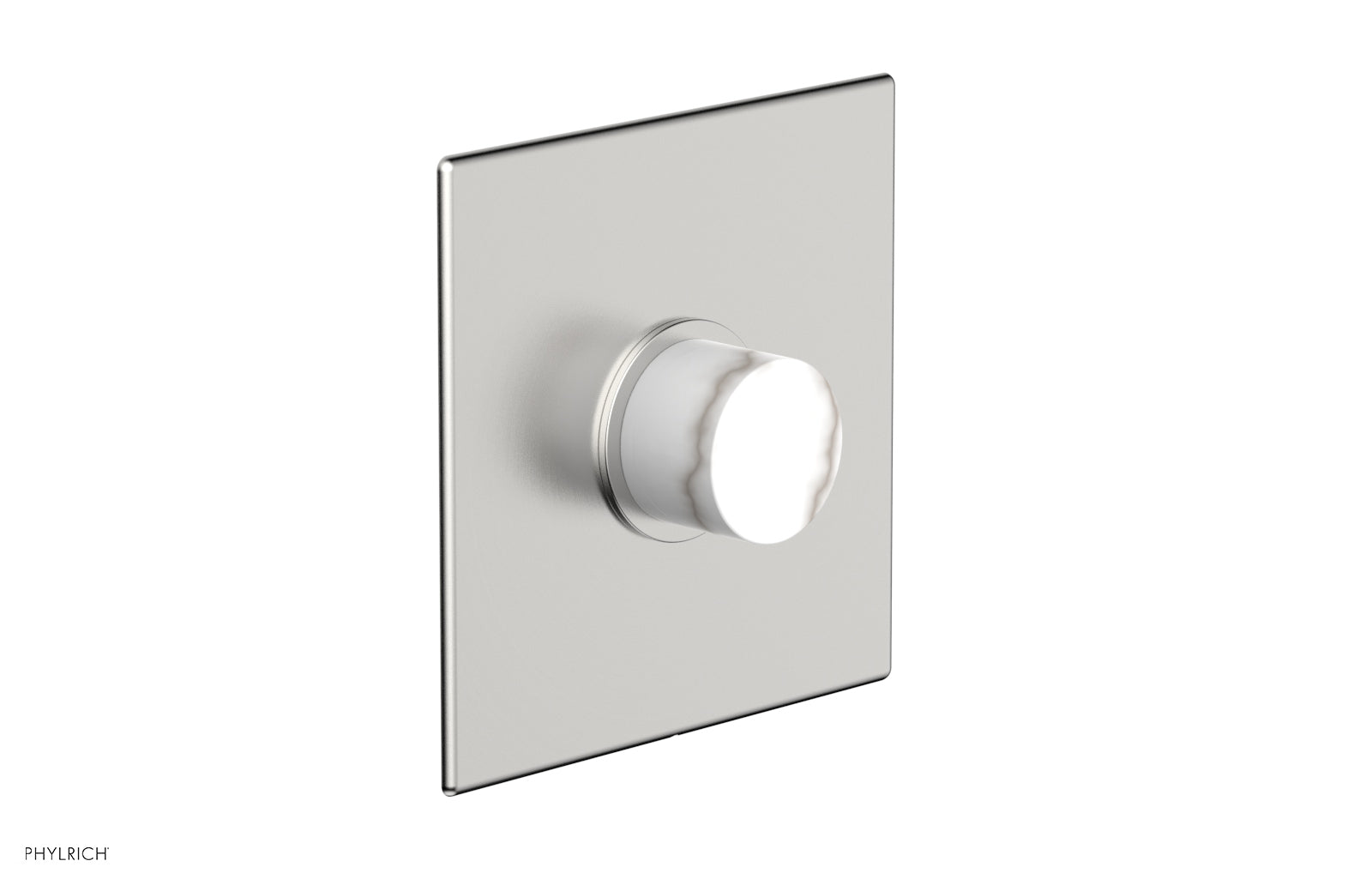 Phylrich BASIC II Pressure Balance Square Shower Plate & White Marble Handle Trim