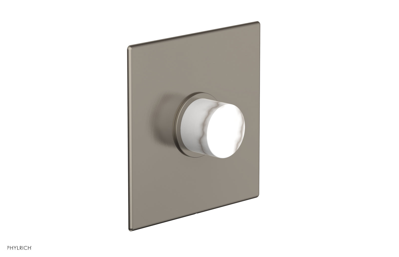Phylrich BASIC II Pressure Balance Square Shower Plate & White Marble Handle Trim