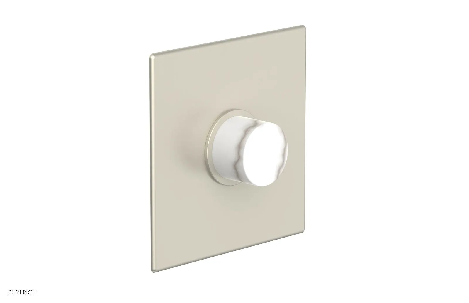 Phylrich BASIC II Pressure Balance Square Shower Plate & White Marble Handle Trim by Phylrich