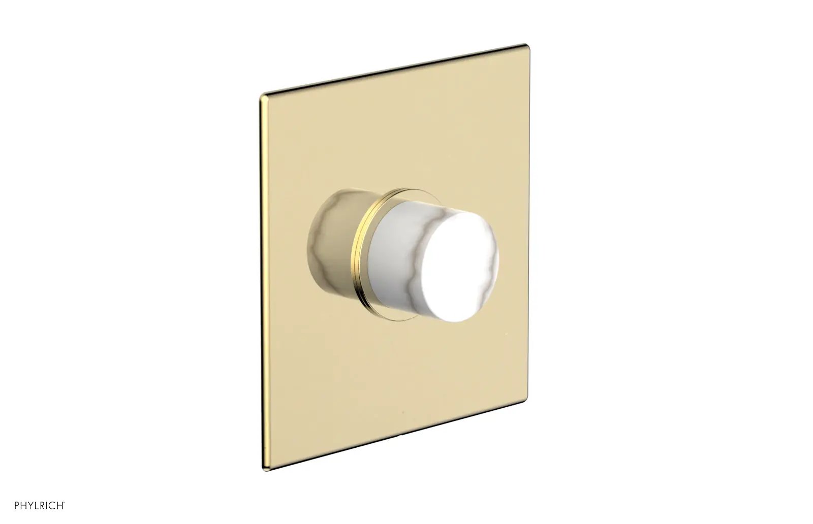 Phylrich BASIC II Pressure Balance Square Shower Plate & White Marble Handle Trim by Phylrich