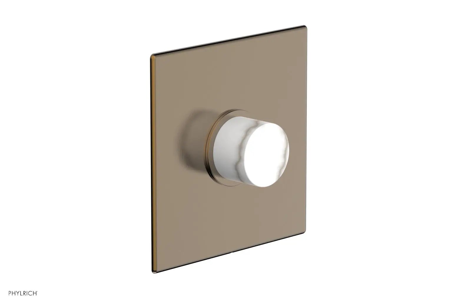 Phylrich BASIC II Pressure Balance Square Shower Plate & White Marble Handle Trim by Phylrich