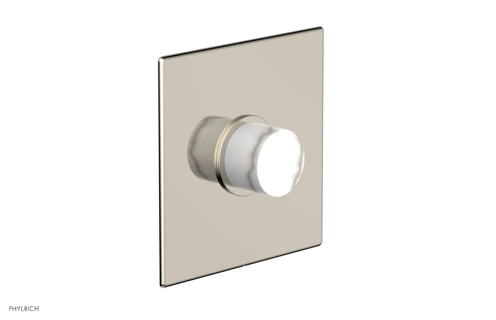 Phylrich BASIC II Pressure Balance Square Shower Plate & White Marble Handle Trim by Phylrich