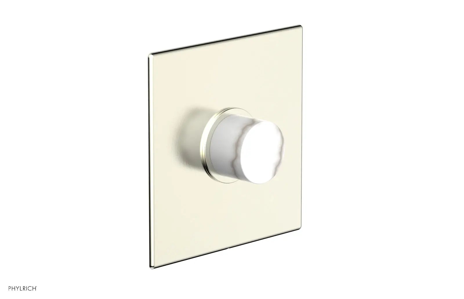 Phylrich BASIC II Pressure Balance Square Shower Plate & White Marble Handle Trim by Phylrich