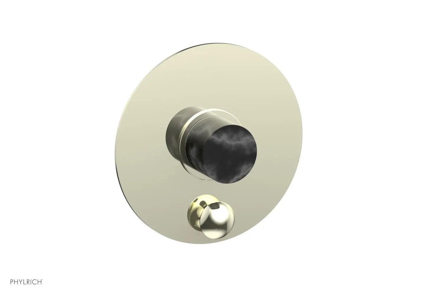 Phylrich BASIC II Pressure Balance Shower Plate with Diverter and Handle Trim Set - Black Marble by Phylrich