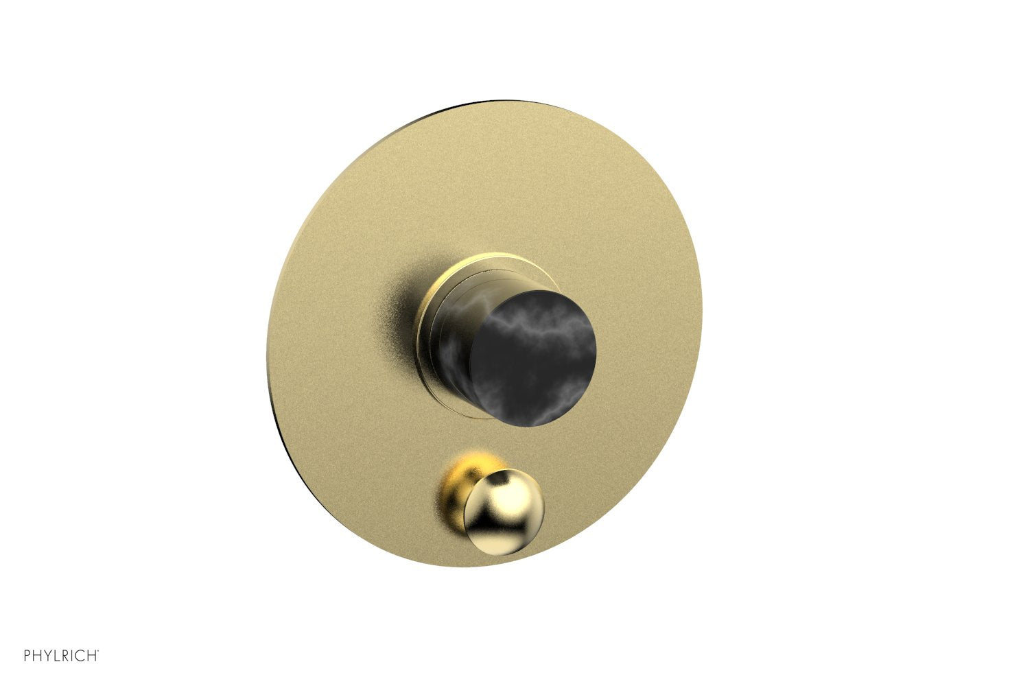 Phylrich BASIC II Pressure Balance Shower Plate with Diverter and Handle Trim Set - Black Marble