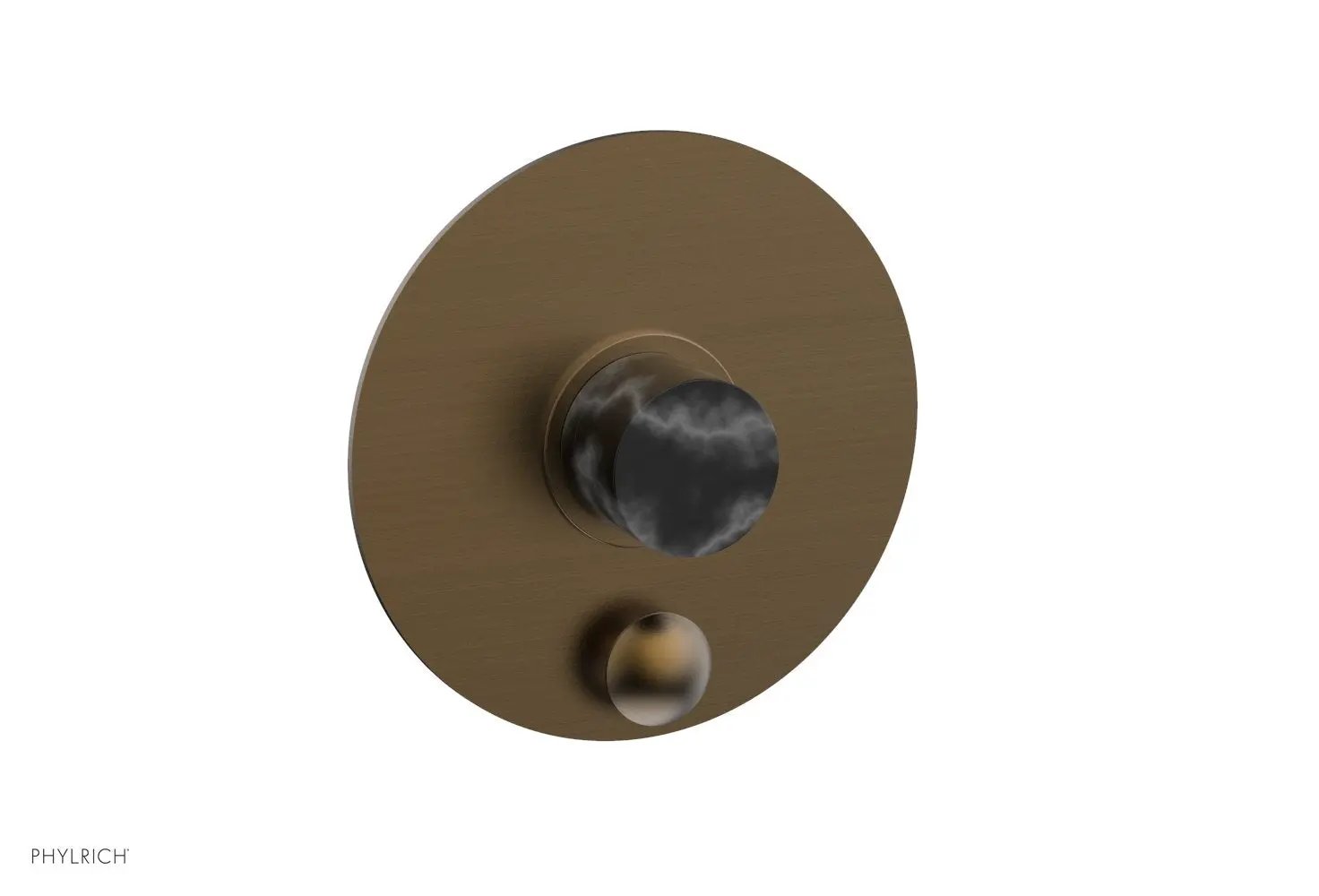 Phylrich BASIC II Pressure Balance Shower Plate with Diverter and Handle Trim Set - Black Marble by Phylrich