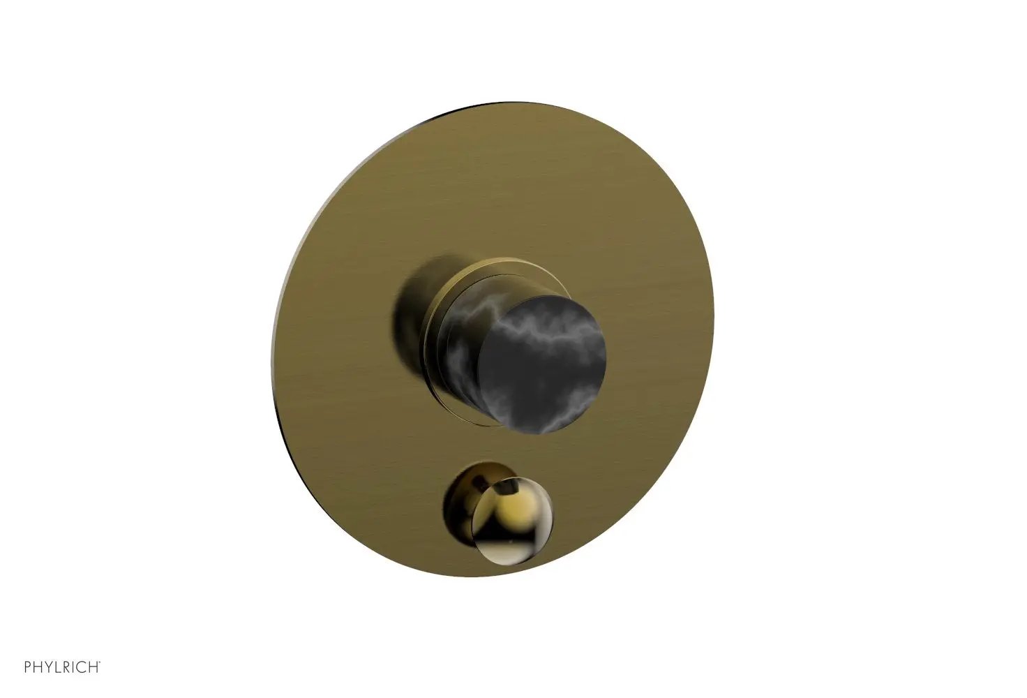 Phylrich BASIC II Pressure Balance Shower Plate with Diverter and Handle Trim Set - Black Marble by Phylrich
