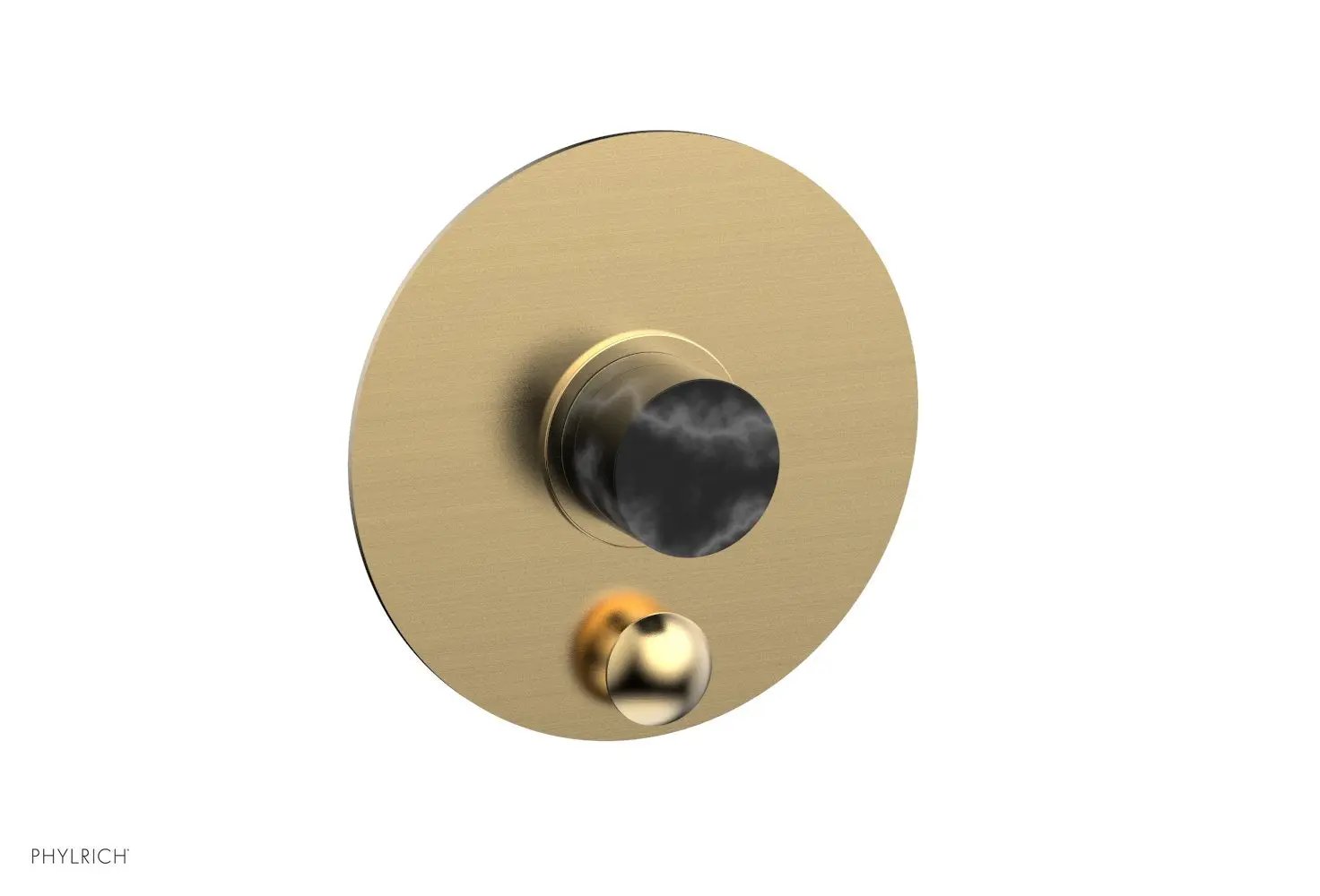 Phylrich BASIC II Pressure Balance Shower Plate with Diverter and Handle Trim Set - Black Marble by Phylrich