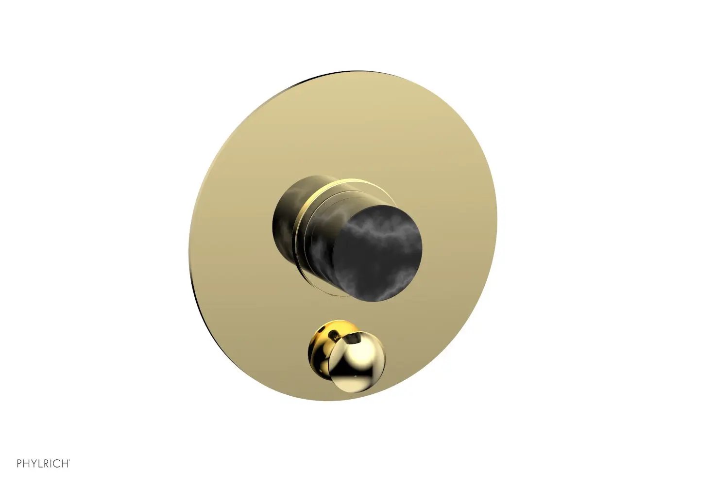 Phylrich BASIC II Pressure Balance Shower Plate with Diverter and Handle Trim Set - Black Marble by Phylrich