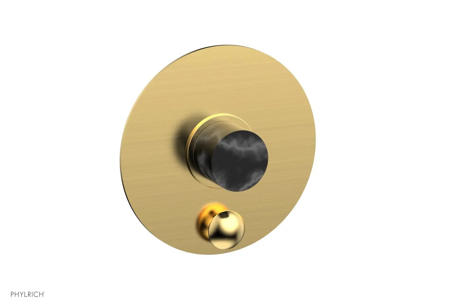 Phylrich BASIC II Pressure Balance Shower Plate with Diverter and Handle Trim Set - Black Marble by Phylrich