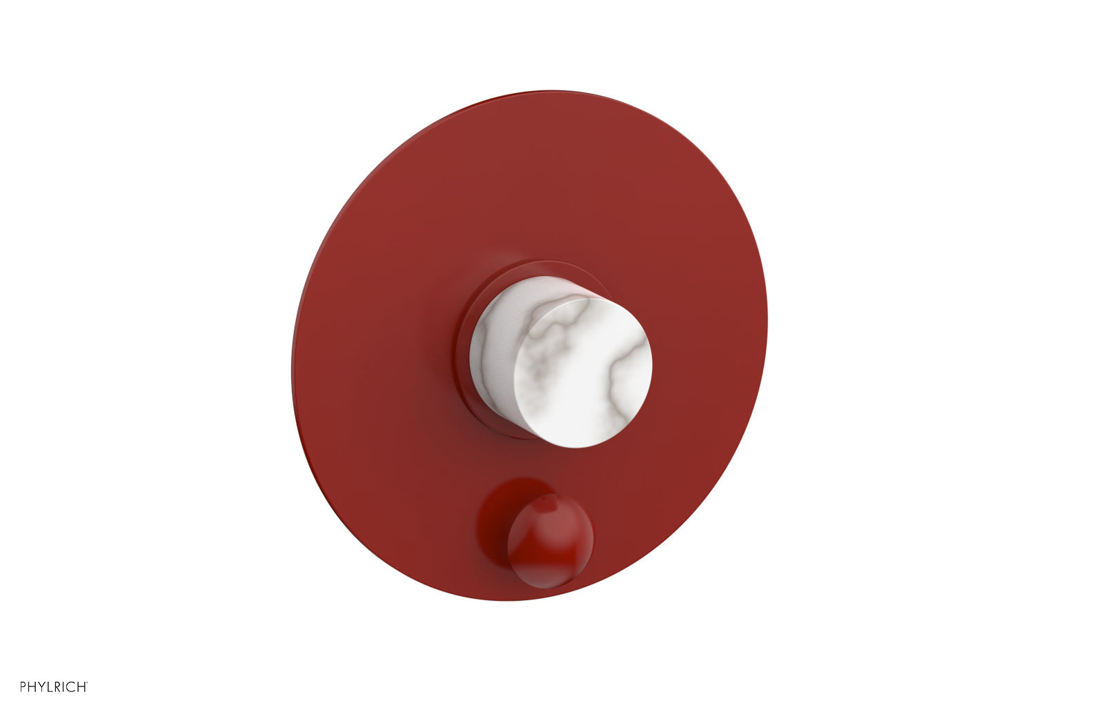 Phylrich BASIC II Pressure Balance Shower Plate with Diverter and Handle Trim Set - White Marble