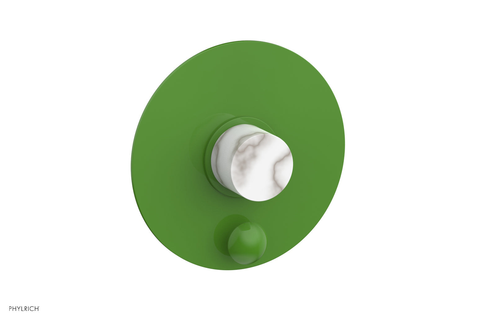 Phylrich BASIC II Pressure Balance Shower Plate with Diverter and Handle Trim Set - White Marble