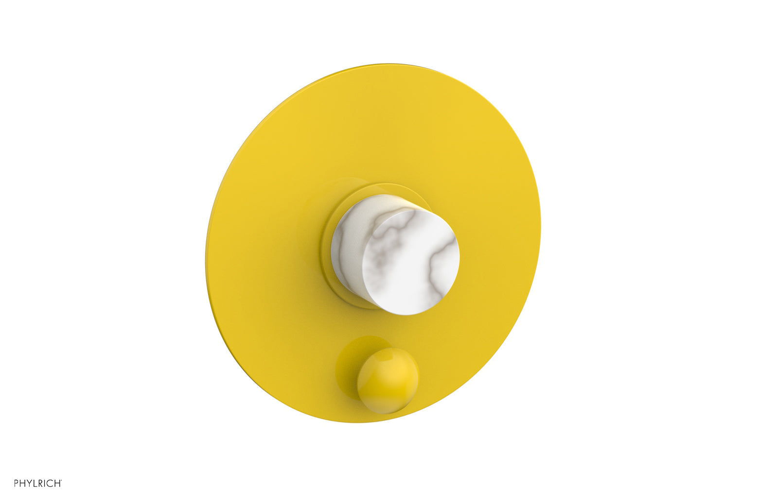 Phylrich BASIC II Pressure Balance Shower Plate with Diverter and Handle Trim Set - White Marble