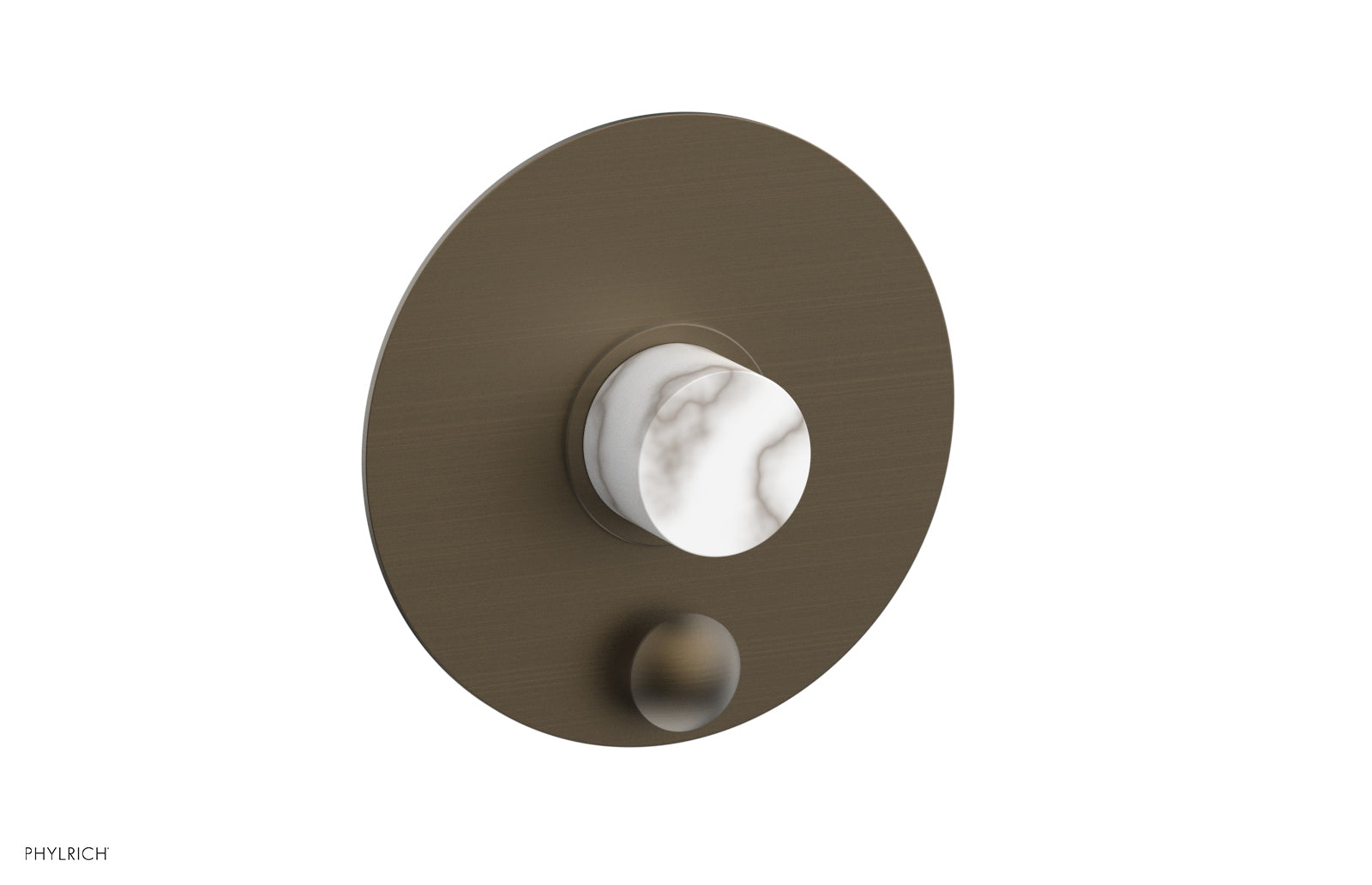 Phylrich BASIC II Pressure Balance Shower Plate with Diverter and Handle Trim Set - White Marble