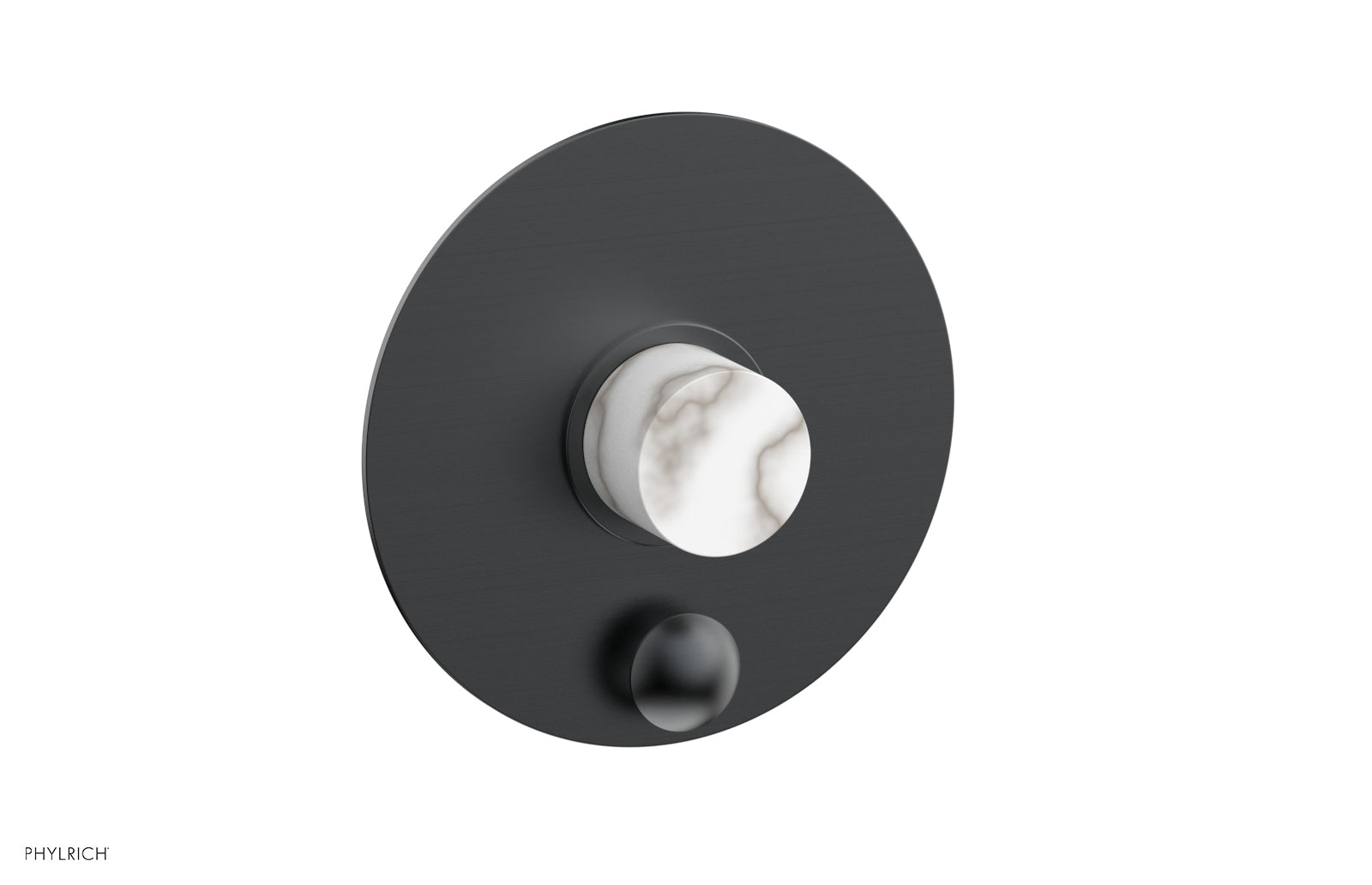 Phylrich BASIC II Pressure Balance Shower Plate with Diverter and Handle Trim Set - White Marble