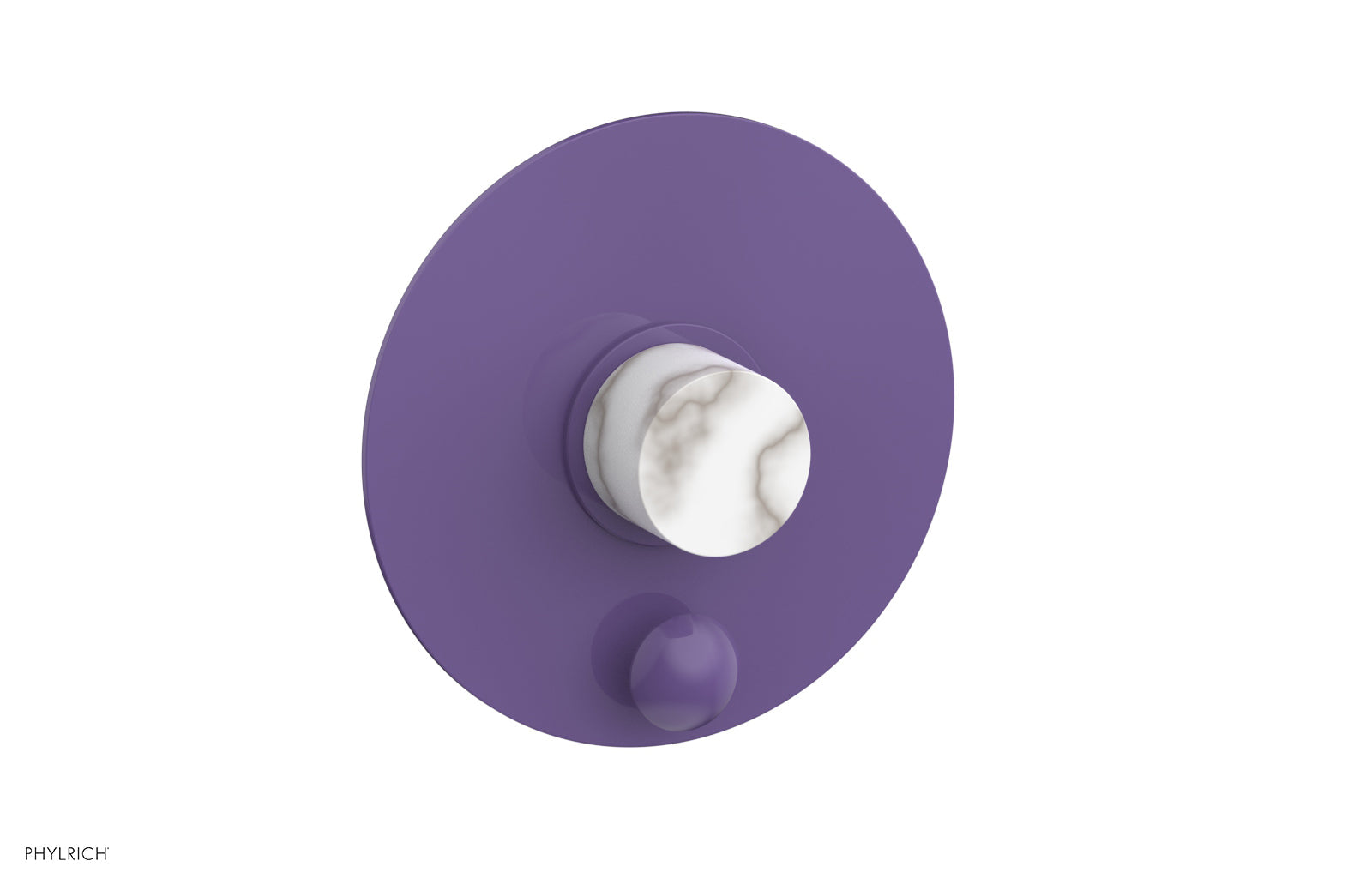 Phylrich BASIC II Pressure Balance Shower Plate with Diverter and Handle Trim Set - White Marble