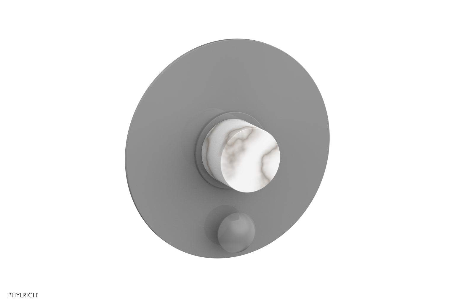 Phylrich BASIC II Pressure Balance Shower Plate with Diverter and Handle Trim Set - White Marble