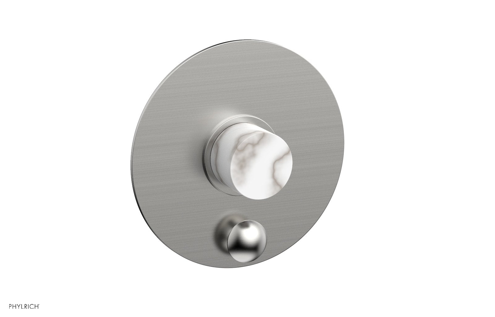Phylrich BASIC II Pressure Balance Shower Plate with Diverter and Handle Trim Set - White Marble