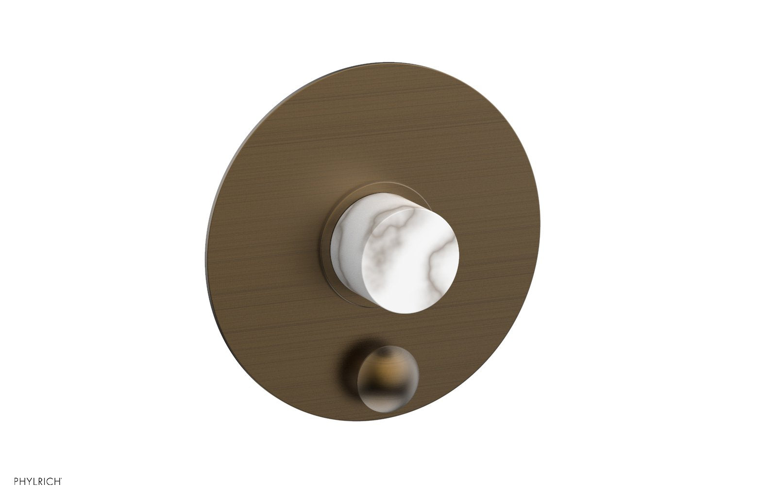 Phylrich BASIC II Pressure Balance Shower Plate with Diverter and Handle Trim Set - White Marble