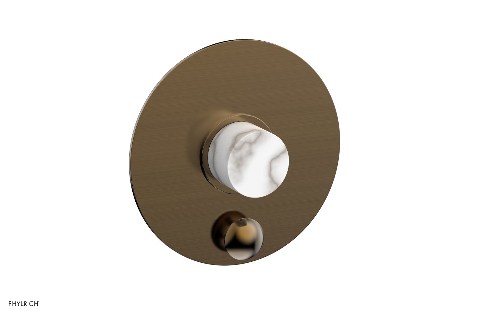 Phylrich BASIC II Pressure Balance Shower Plate with Diverter and Handle Trim Set - White Marble