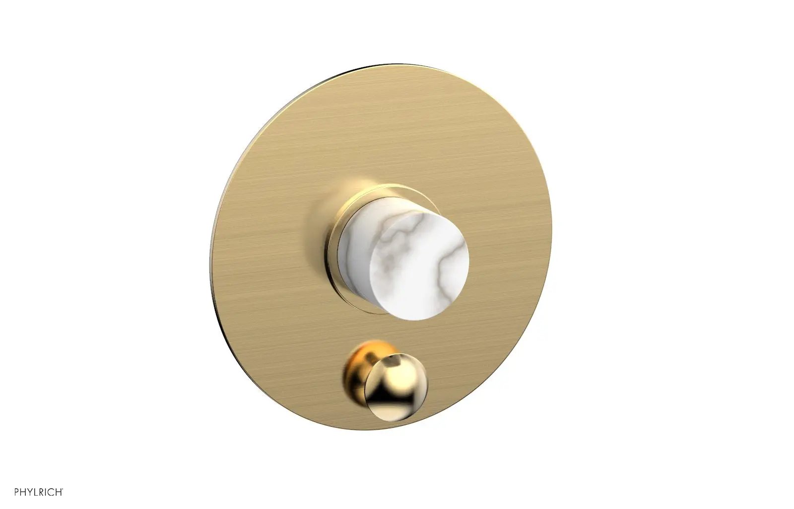 Phylrich BASIC II Pressure Balance Shower Plate with Diverter and Handle Trim Set - White Marble by Phylrich
