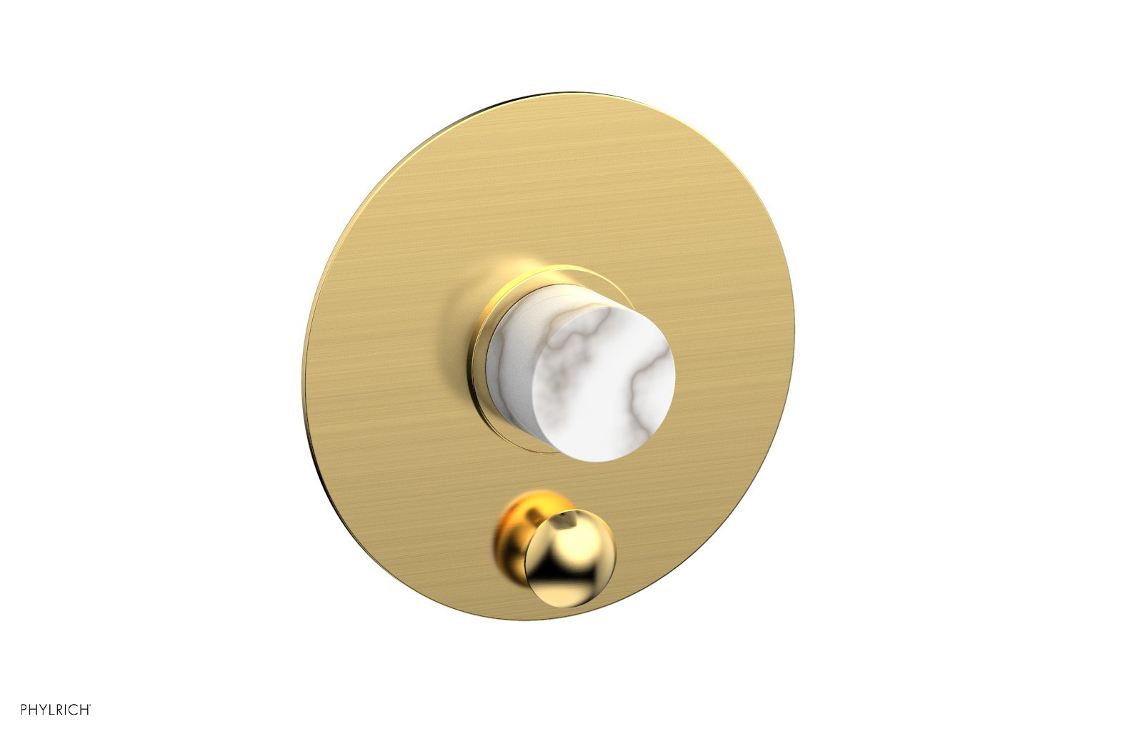 Phylrich BASIC II Pressure Balance Shower Plate with Diverter and Handle Trim Set - White Marble