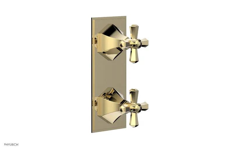 Phylrich LE VERRE & LA CROSSE Thermostatic Valve with Volume Control or Diverter - Cross Handles by Phylrich