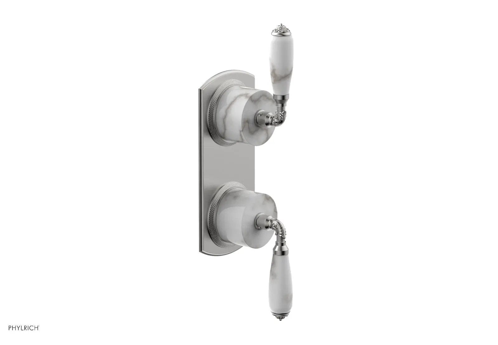 Phylrich VALENCIA Thermostatic Valve with Volume Control or Diverter, White Marble Lever Handles by Phylrich