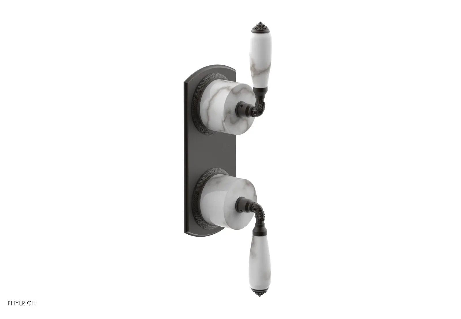 Phylrich VALENCIA Thermostatic Valve with Volume Control or Diverter, White Marble Lever Handles by Phylrich