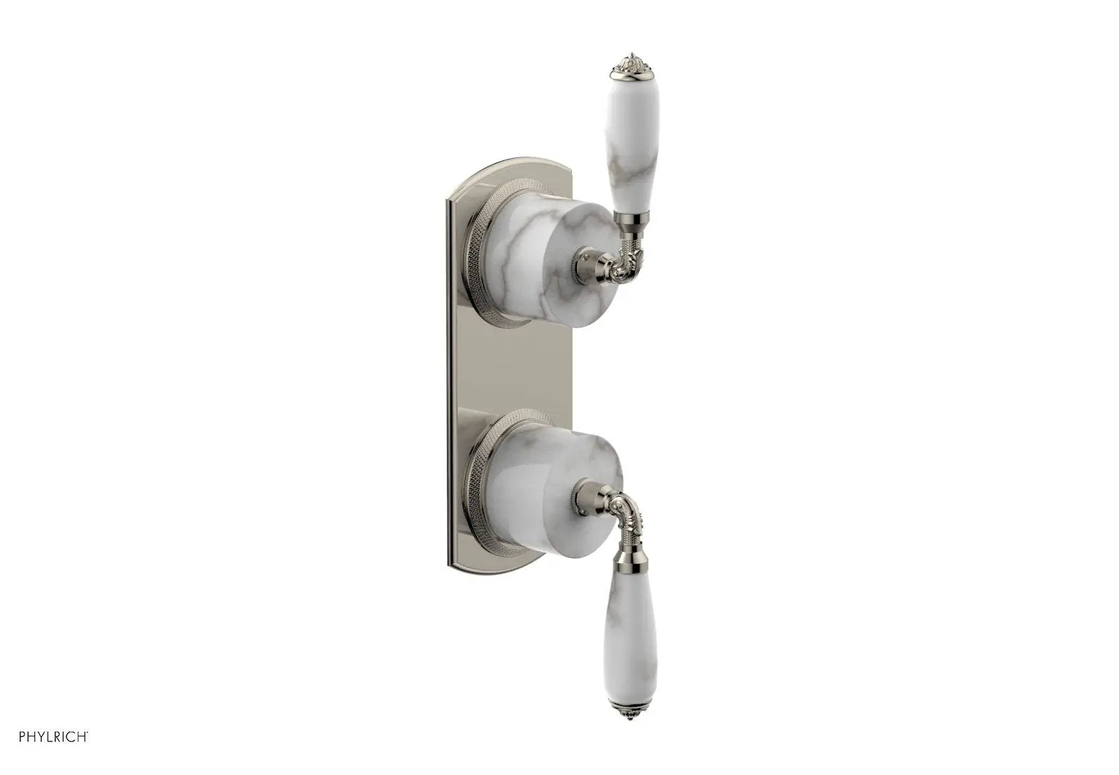 Phylrich VALENCIA Thermostatic Valve with Volume Control or Diverter, White Marble Lever Handles by Phylrich