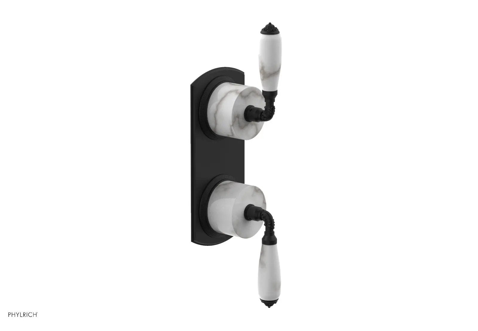 Phylrich VALENCIA Thermostatic Valve with Volume Control or Diverter, White Marble Lever Handles by Phylrich