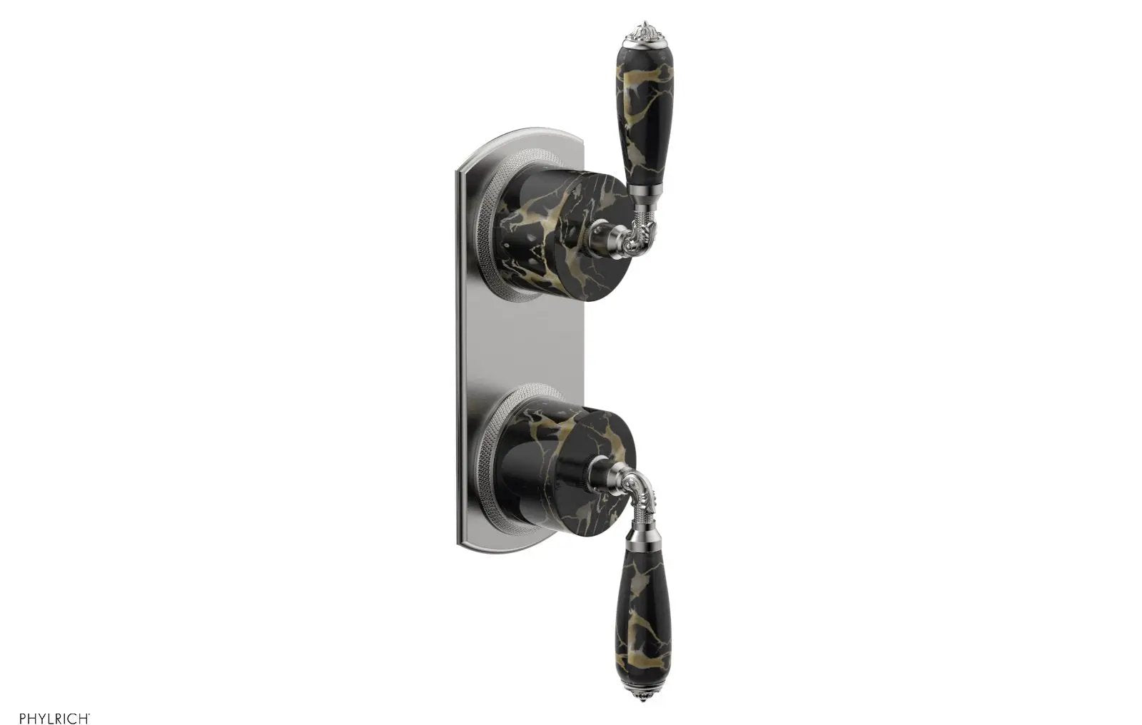 Phylrich VALENCIA Thermostatic Valve with Volume Control or Diverter, Black Marble Lever Handles by Phylrich