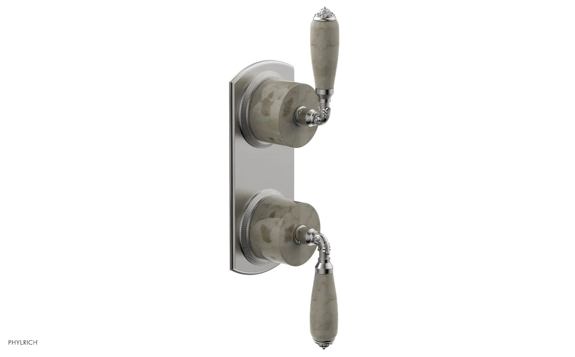 Phylrich VALENCIA Thermostatic Valve with Volume Control or Diverter, Beige Marble Lever Handles by Phylrich