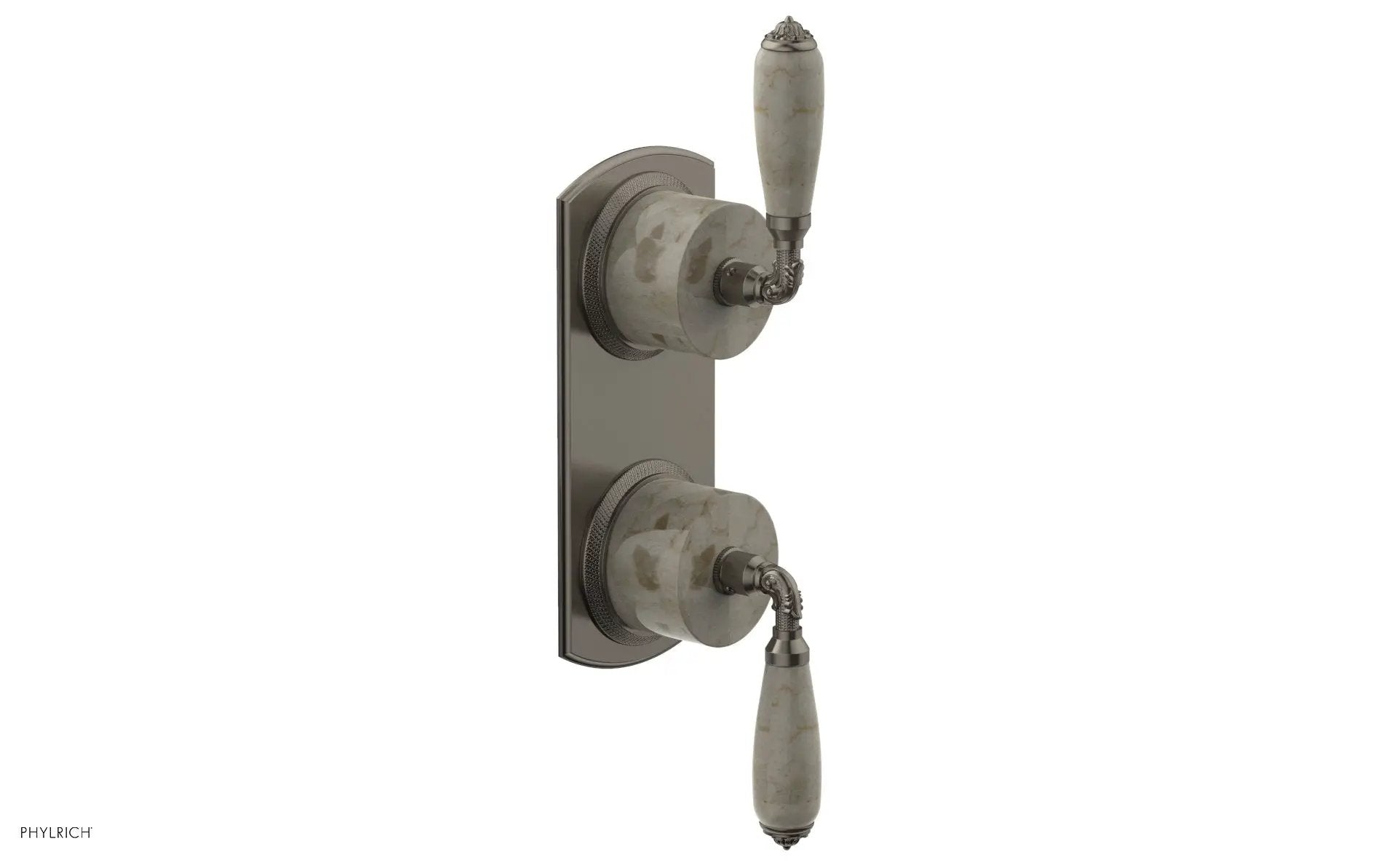 Phylrich VALENCIA Thermostatic Valve with Volume Control or Diverter, Beige Marble Lever Handles by Phylrich