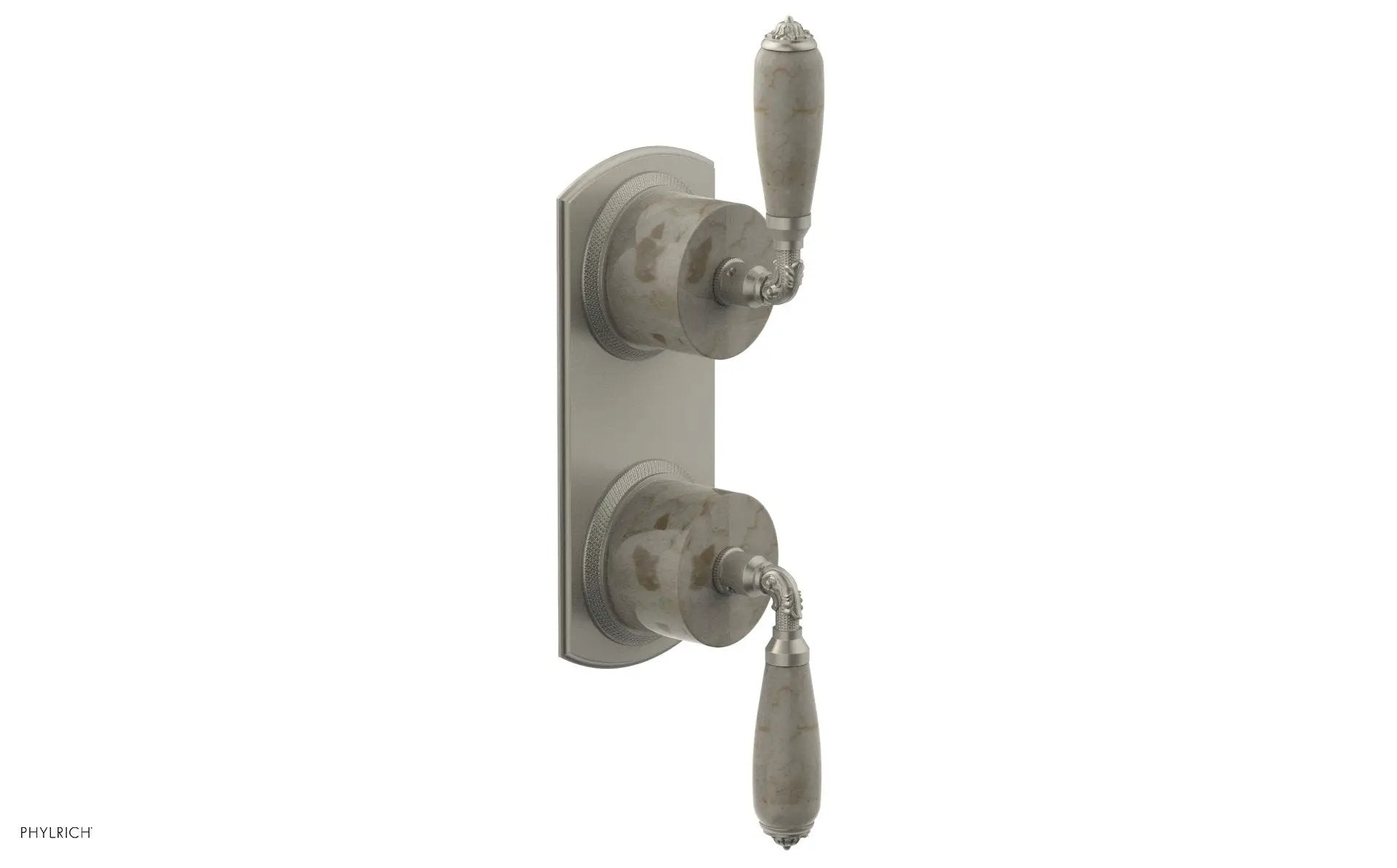 Phylrich VALENCIA Thermostatic Valve with Volume Control or Diverter, Beige Marble Lever Handles by Phylrich