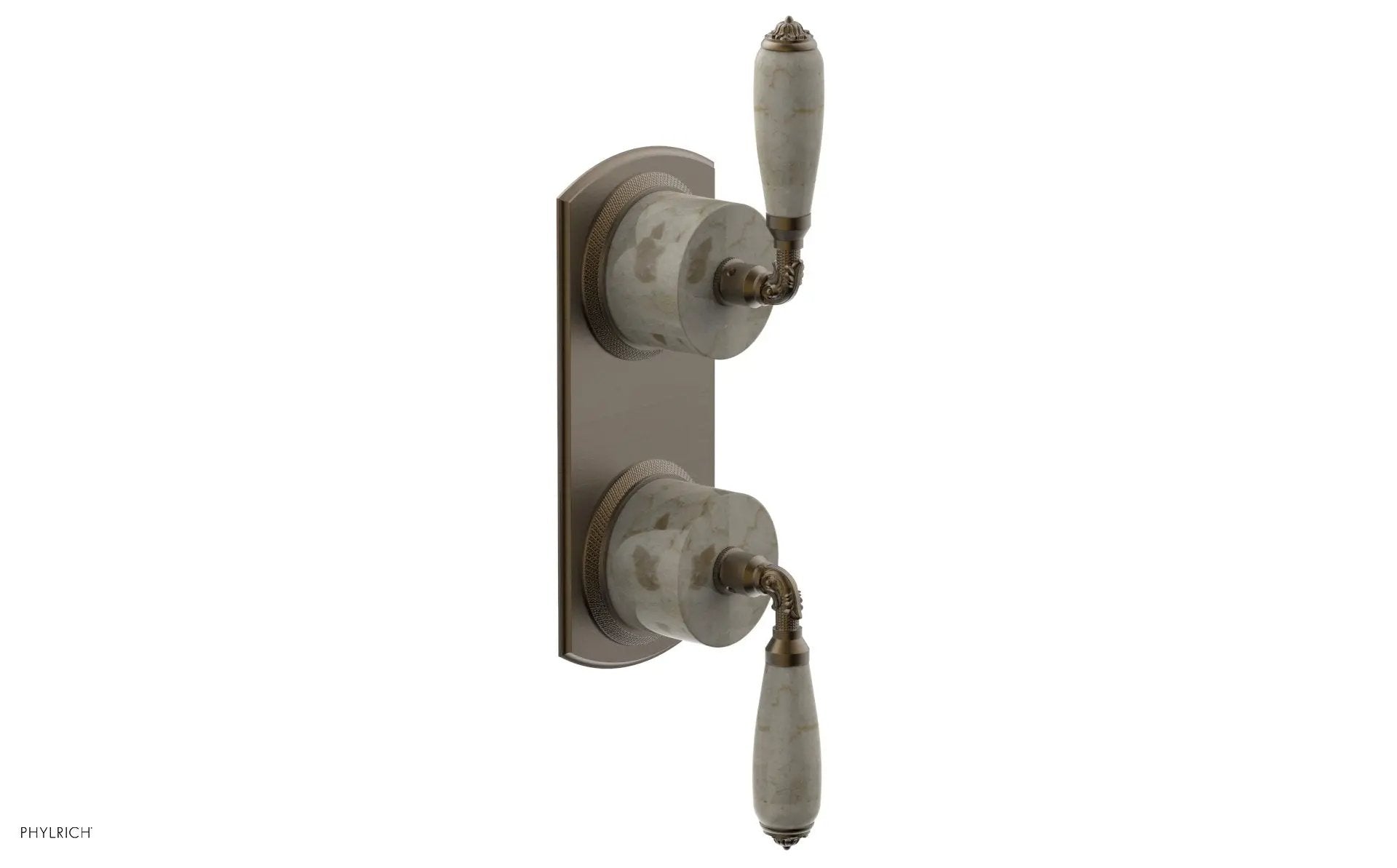 Phylrich VALENCIA Thermostatic Valve with Volume Control or Diverter, Beige Marble Lever Handles by Phylrich