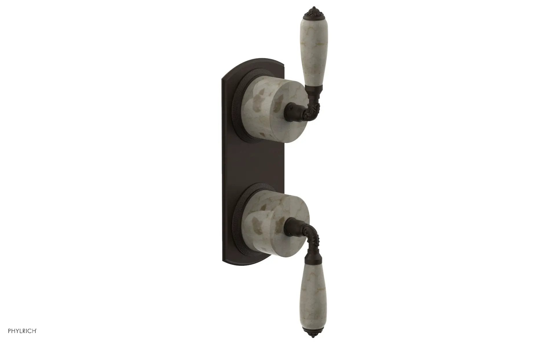 Phylrich VALENCIA Thermostatic Valve with Volume Control or Diverter, Beige Marble Lever Handles by Phylrich