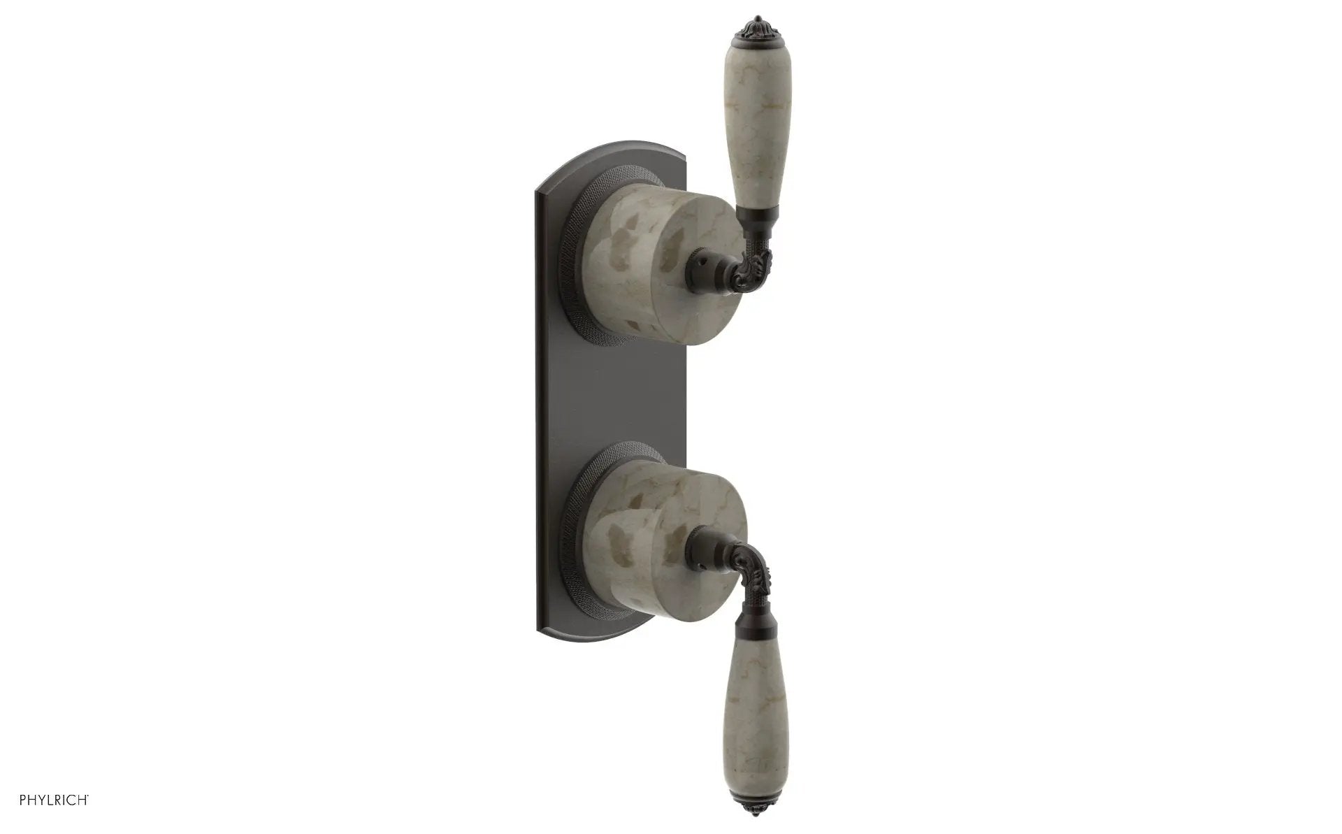 Phylrich VALENCIA Thermostatic Valve with Volume Control or Diverter, Beige Marble Lever Handles by Phylrich