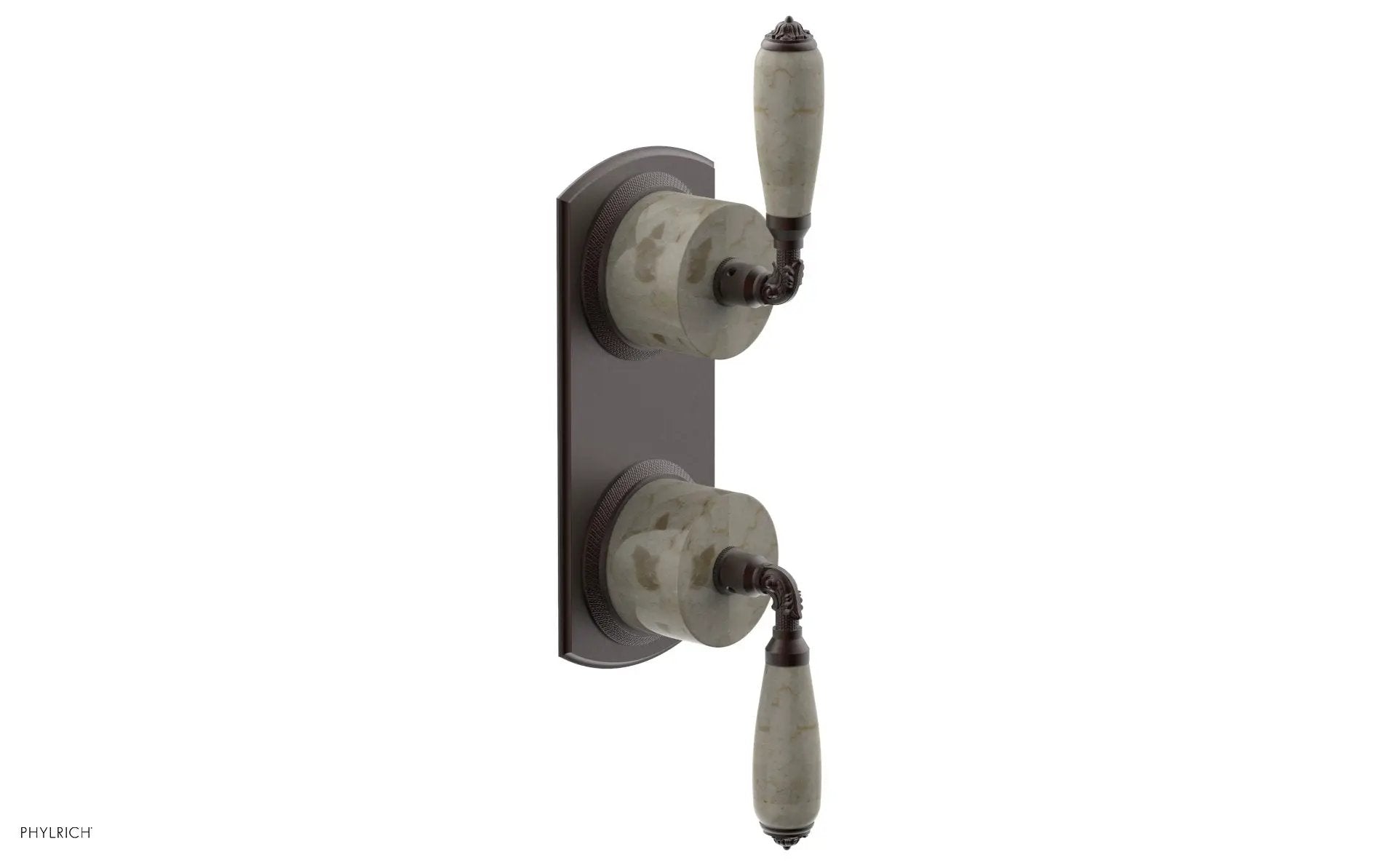 Phylrich VALENCIA Thermostatic Valve with Volume Control or Diverter, Beige Marble Lever Handles by Phylrich