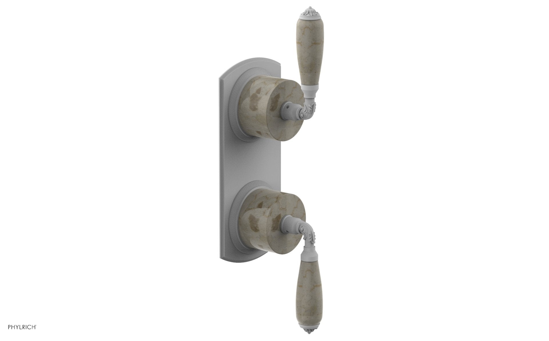 Phylrich VALENCIA Thermostatic Valve with Volume Control or Diverter, Beige Marble Lever Handles