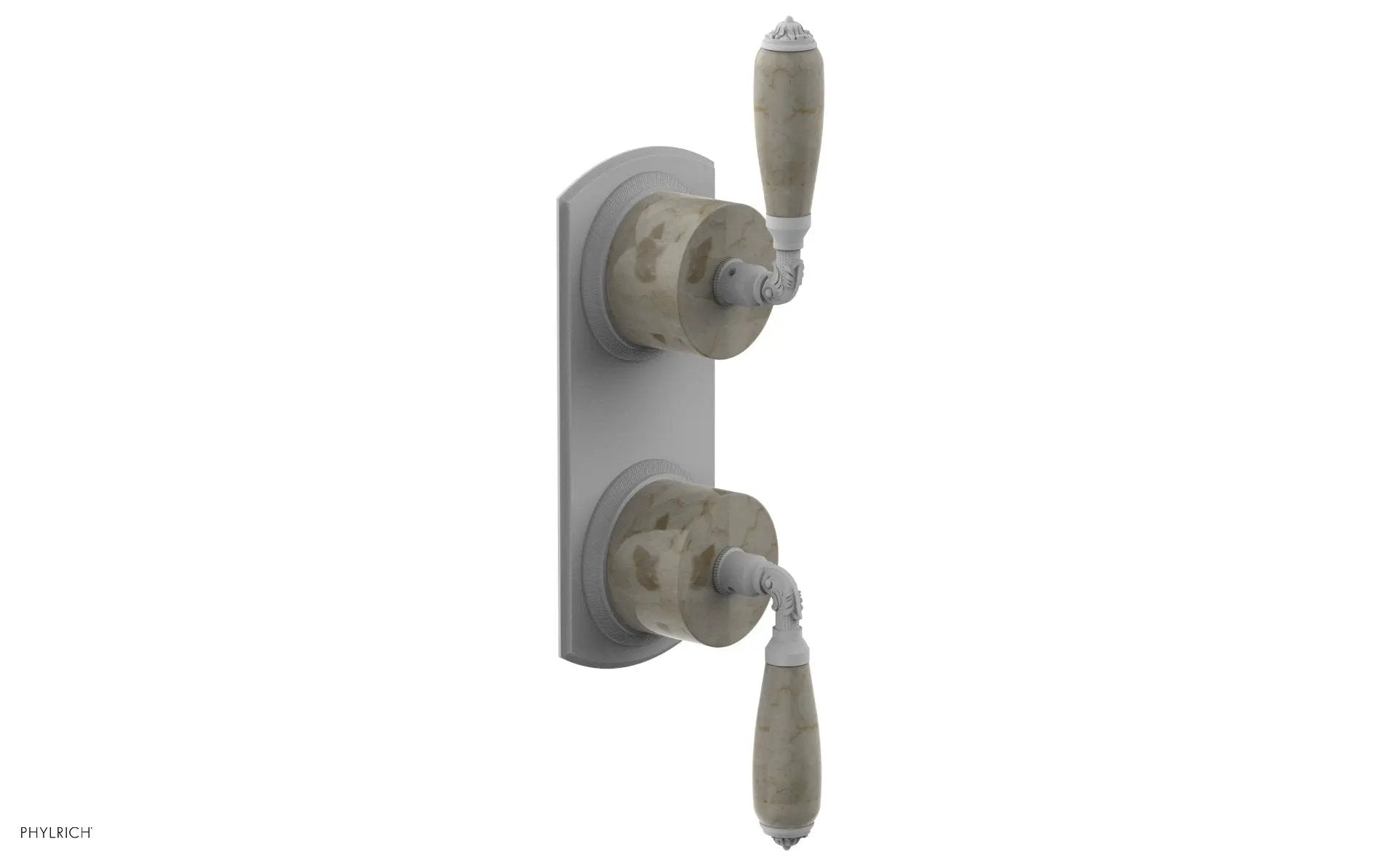 Phylrich VALENCIA Thermostatic Valve with Volume Control or Diverter, Beige Marble Lever Handles by Phylrich