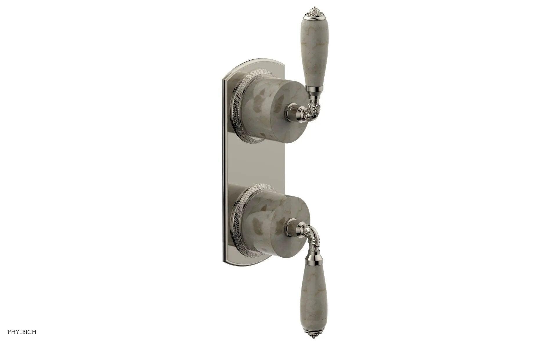 Phylrich VALENCIA Thermostatic Valve with Volume Control or Diverter, Beige Marble Lever Handles by Phylrich