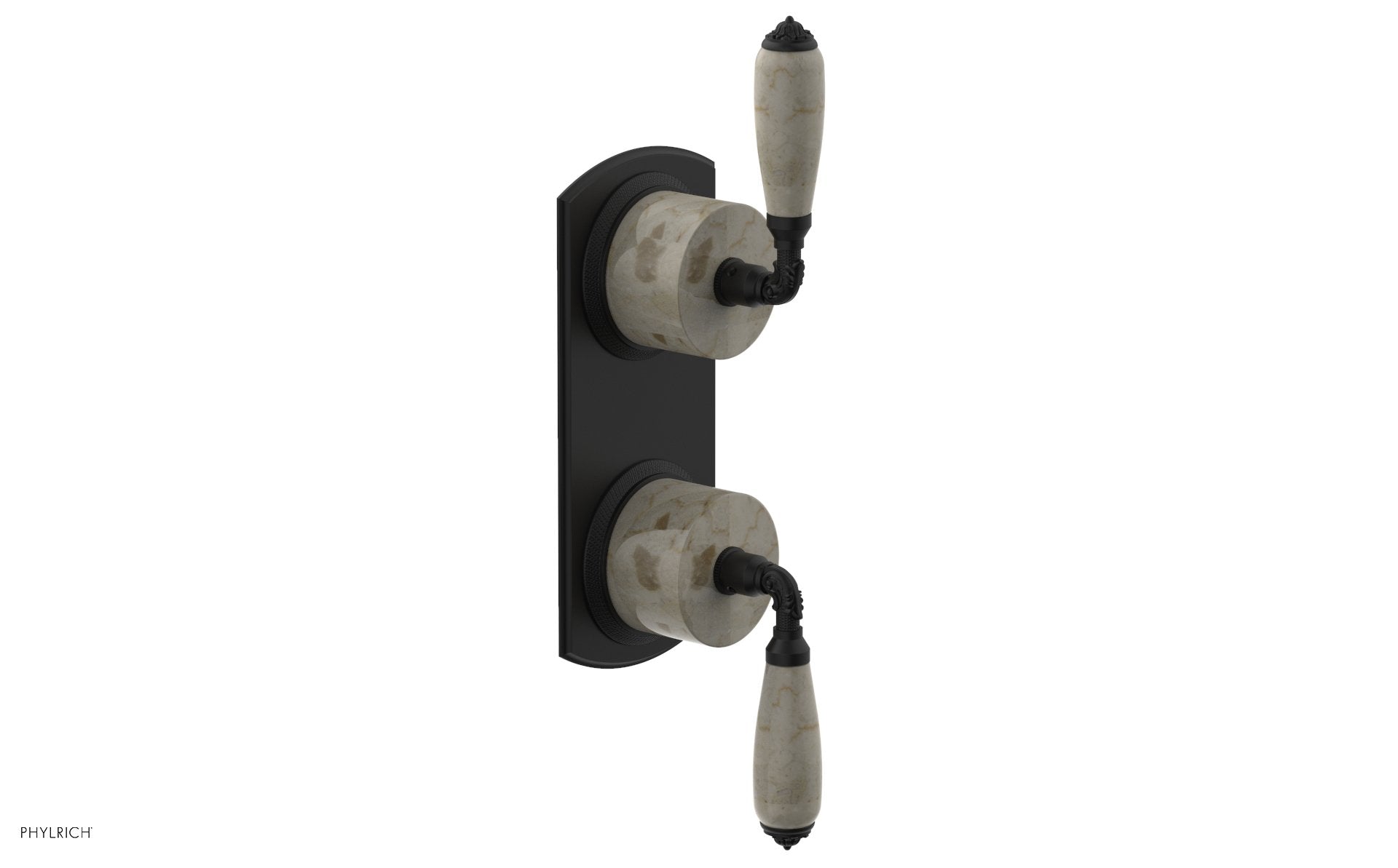 Phylrich VALENCIA Thermostatic Valve with Volume Control or Diverter, Beige Marble Lever Handles