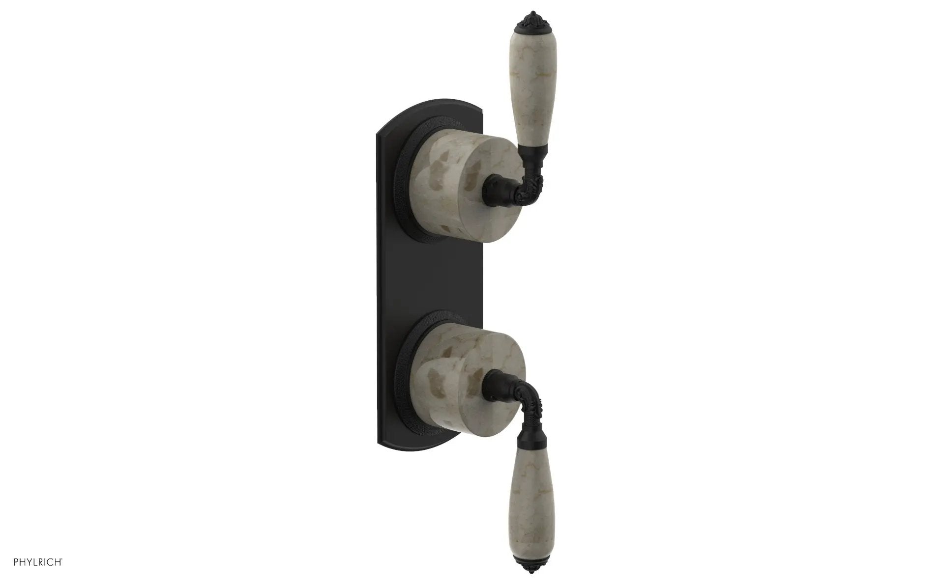 Phylrich VALENCIA Thermostatic Valve with Volume Control or Diverter, Beige Marble Lever Handles by Phylrich