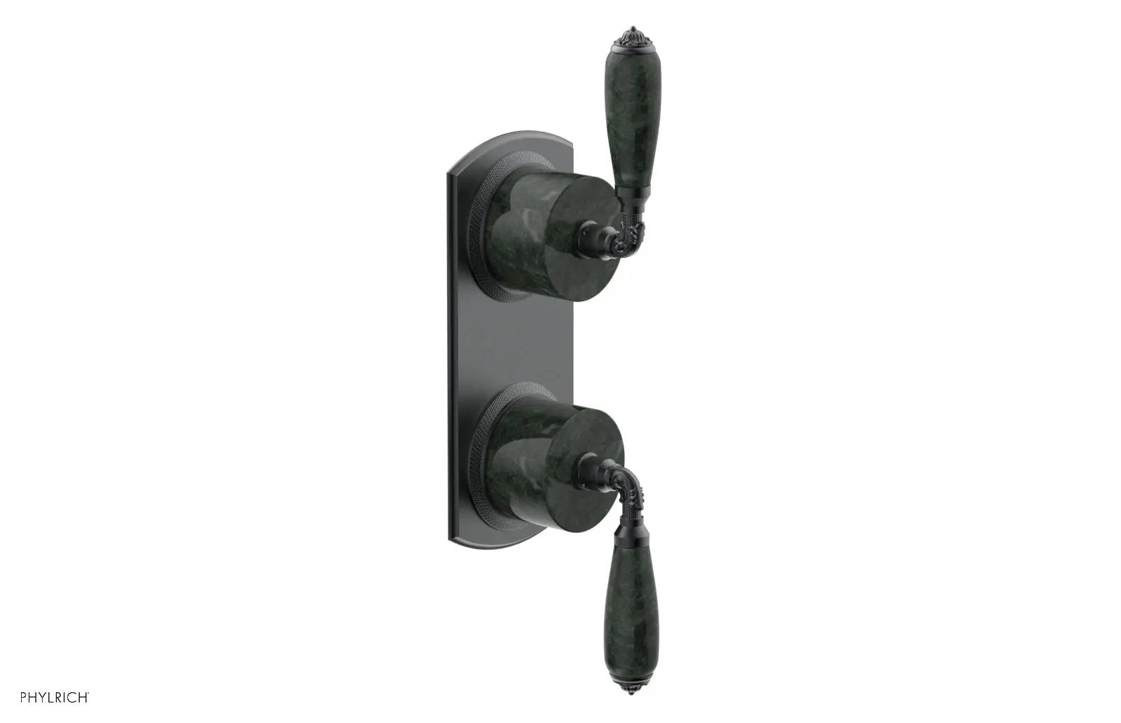 Phylrich VALENCIA Thermostatic Valve with Volume Control or Diverter, Green Marble Lever Handles by Phylrich