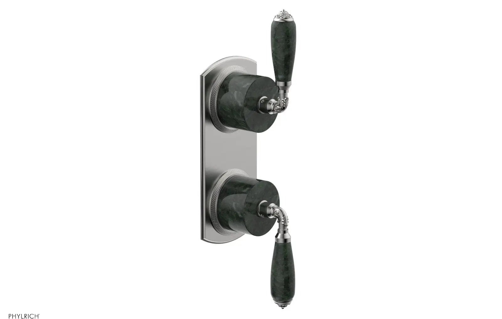 Phylrich VALENCIA Thermostatic Valve with Volume Control or Diverter, Green Marble Lever Handles by Phylrich