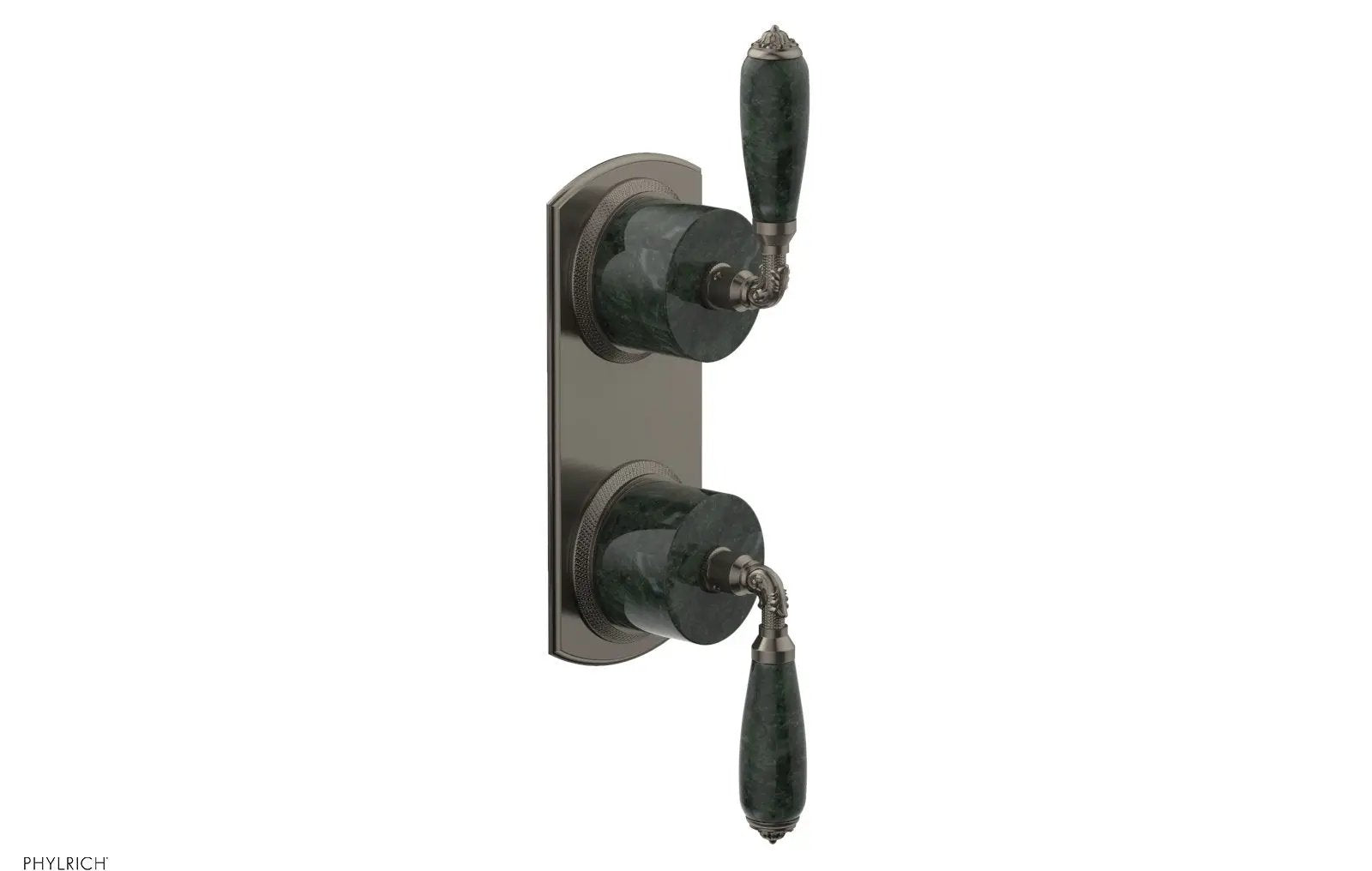 Phylrich VALENCIA Thermostatic Valve with Volume Control or Diverter, Green Marble Lever Handles by Phylrich