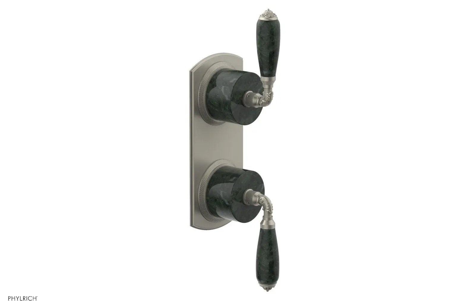 Phylrich VALENCIA Thermostatic Valve with Volume Control or Diverter, Green Marble Lever Handles by Phylrich